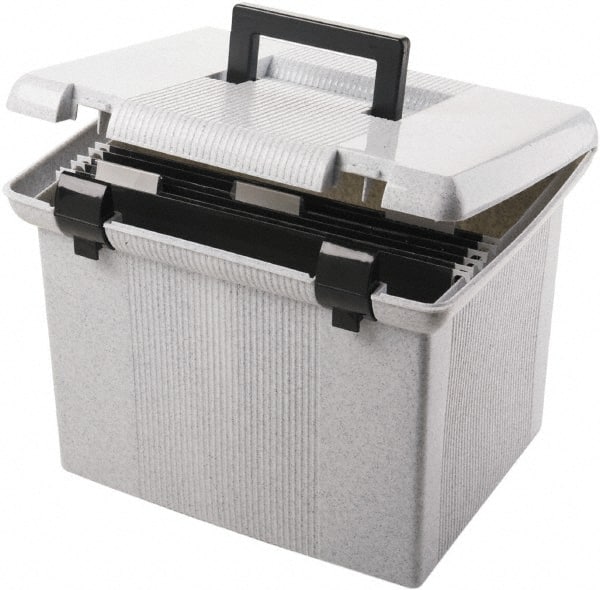 Pendaflex - 1 Compartment, 13 Inch Wide x 14 Inch Deep x 10 Inch High, Portable File Box - Plastic, Granite - Exact Tooling