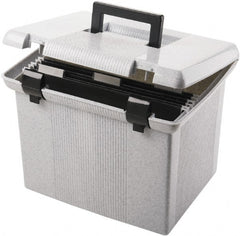 Pendaflex - 1 Compartment, 13 Inch Wide x 14 Inch Deep x 10 Inch High, Portable File Box - Plastic, Granite - Exact Tooling