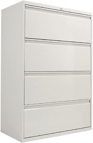 ALERA - 36" Wide x 54" High x 19-1/4" Deep, 4 Drawer Lateral File with Lock - Steel, Light Gray - Exact Tooling