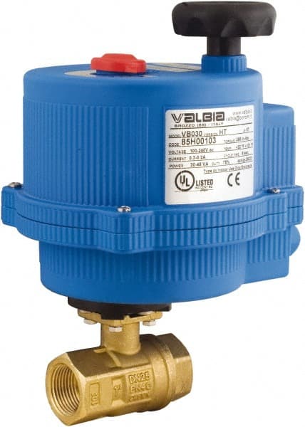 BONOMI - 1/4" Pipe, 100-240 VACV Voltage 600 psi WOG Rating Lead Free Brass Electric Actuated Ball Valve - PTFE Seal, Full Port, 150 psi WSP Rating, NPT End Connection - Exact Tooling