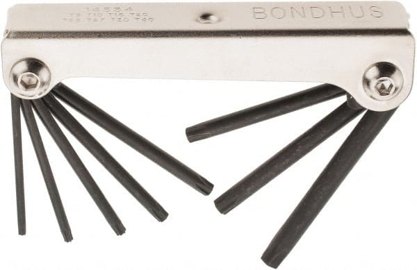 Bondhus - 8 Piece T9 to T40 Fold-Up Torx Key Set - T9, T10, T15, T20, T25, T27, T30, T40 Torx Size - Exact Tooling