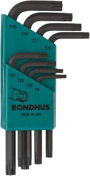 Bondhus - 8 Piece T9 to T40 Protanium High Torque Steel L-Key Torx Key Set - T9, T10, T15, T20, T25, T27, T30, T40 Torx Size - Exact Tooling