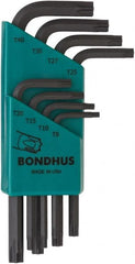 Bondhus - 8 Piece T9 to T40 Protanium High Torque Steel L-Key Torx Key Set - T9, T10, T15, T20, T25, T27, T30, T40 Torx Size - Exact Tooling