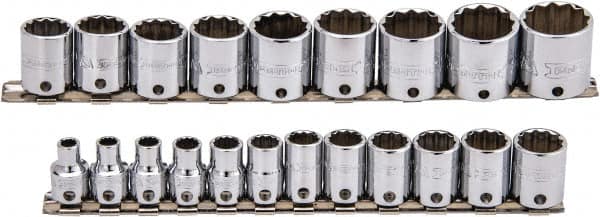 Proto - 21 Piece 3/8" Drive Socket Set - 12 Points, 6mm to 26mm Range, Metric Measurement Standard - Exact Tooling