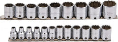 Proto - 21 Piece 3/8" Drive Socket Set - 12 Points, 6mm to 26mm Range, Metric Measurement Standard - Exact Tooling