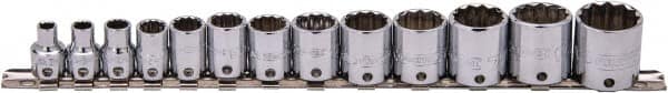 Proto - 13 Piece 3/8" Drive Socket Set - 12 Points, 1/4" to 1" Range, Inch Measurement Standard - Exact Tooling