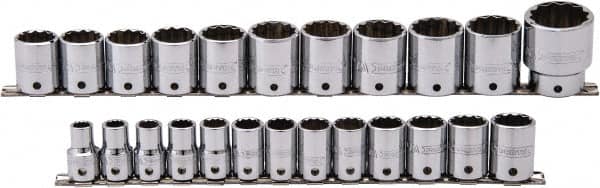 Proto - 24 Piece 1/2" Drive Socket Set - 12 Points, 10mm to 36mm Range, Metric Measurement Standard - Exact Tooling