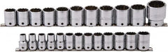 Proto - 24 Piece 1/2" Drive Socket Set - 12 Points, 10mm to 36mm Range, Metric Measurement Standard - Exact Tooling