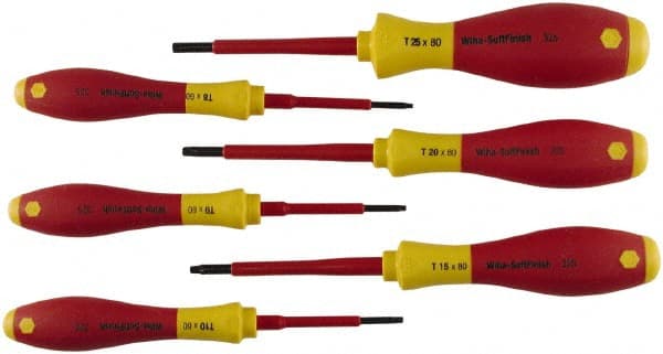 Wiha - 6 Piece T8 to T25 Ergonomic Handle Torx Driver Set - T-8, T-9, T-10, T-15, T-20, T-25 - Exact Tooling