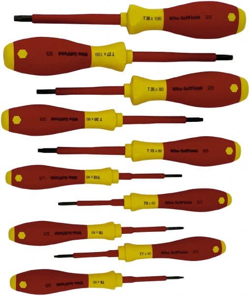 Wiha - 10 Piece T6 to T30 Ergonomic Handle Torx Driver Set - T-6, T-7, T-8, T-9, T-10, T-15, T-20, T-25, T-27, T-30 - Exact Tooling