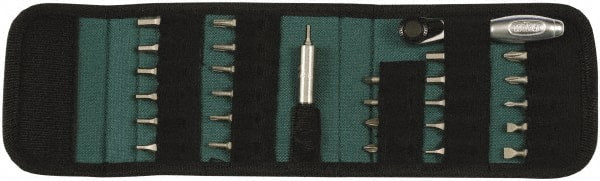 Wiha - 29 Piece, Screwdriver 1/4" Reversible Ratchet Bit Set - #0, #1 & #2 Phillips, 5/64 to 3/16" Hex, 2 to 5mm Hex, T8 to T25 Torx, #1 & #2 Pozidriv, #1 & #2 Square Recess - Exact Tooling