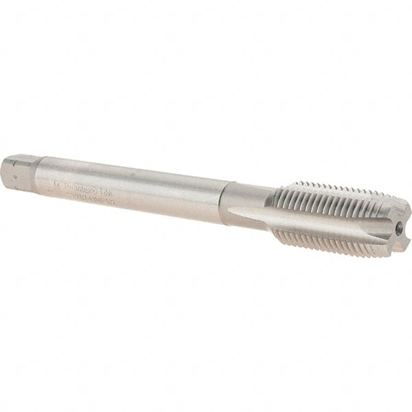 Value Collection - 1/2-20 UNF, 4 Flute, Bright Finish, Powdered Metal Spiral Point Tap - Plug Chamfer, Right Hand Thread, 100mm OAL, 23mm Thread Length, 9mm Shank Diam, 3B Class of Fit, Series 23257 - Exact Tooling