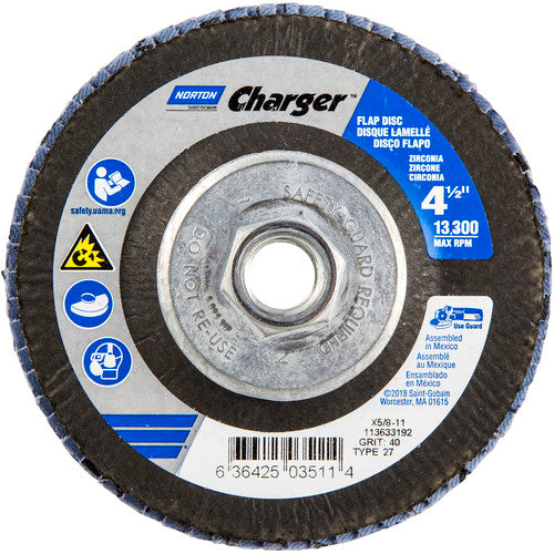 ‎4-1/2″ × 1/4″ × 5/8″ Charger R822 Flap Disc Type 27 Flat 40 Grit - Exact Tooling