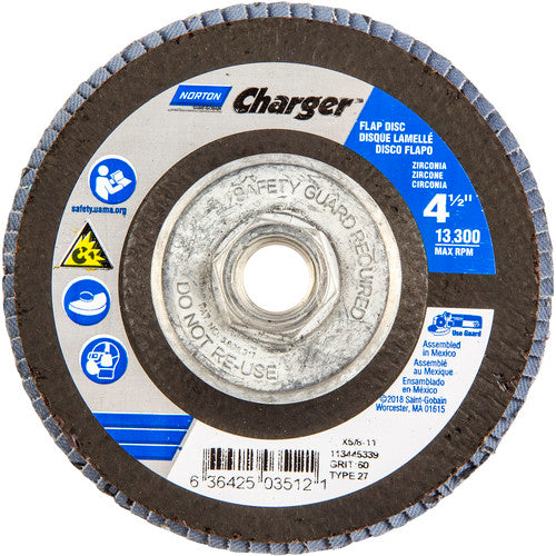 ‎4-1/2″ × 1/4″ × 5/8″ Charger R822 Flap Disc Type 27 Flat 60 Grit - Exact Tooling