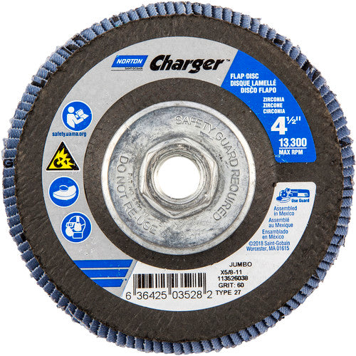 ‎4-1/2″ × 1/4″ × 5/8″ Jumbo Charger R822 Flap Disc Type 27 Jumbo 60 Grit - Exact Tooling