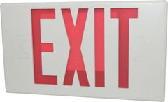 Cooper Lighting - 1 and 2 Face, 0.98, 1.03 Watt, White, Polycarbonate, LED, Illuminated Exit Sign - 120/277 VAC, Nickel Cadmium, Surface Mounted, 13 Inch Long x 2-1/8 Inch Wide x 7-1/2 Inch High - Exact Tooling