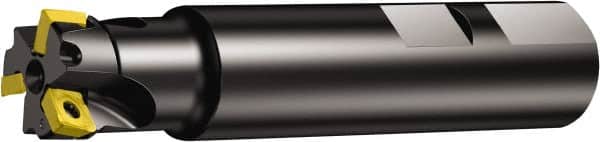 Sandvik Coromant - 1" Cut Diam, 5.5mm Max Depth of Cut, 1" Shank Diam, 3-3/4" OAL, Indexable Square Shoulder End Mill - 490R-08T308M-PL Inserts, Weldon Shank, 90° Lead Angle, Through Coolant, Series CoroMill 490 - Exact Tooling