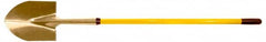 Ampco - 11-1/4" High x 9" Wide Round Aluminum Bronze Shovel - 56-1/2" Long Fiberglass Straight Handle - Exact Tooling