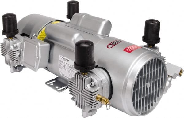 Gast - 2 hp, 11 CFM, 100 Max psi Piston Compressor Pump - 220 to 440/380 to 440 & 230/460 Volt, 21.58" Long x 12.36" Wide x 8.35" High - Exact Tooling