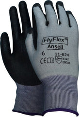 Ansell - Size XS (6), ANSI Cut Lvl 2, Abrasion Lvl 5, Polyurethane Coated Cut Resistant Gloves - Palm & Fingers Coated, Dyneema/Lycra Lining, Knit Wrist, White/Black, Paired - Exact Tooling