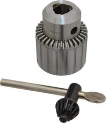 Accupro - JT3, 13/64 to 3/4" Capacity, Tapered Mount Drill Chuck - Keyed, 65mm Sleeve Diam, 85mm Open Length - Exact Tooling