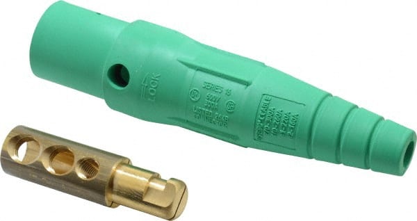 Leviton - 3R NEMA Rated, 600 Volt, 300 Amp, 2 to 2/0 AWG, Cam, Double Set Screw, Male Single Pole Plug and Connector - 7.01 Inch Long, Green - Exact Tooling