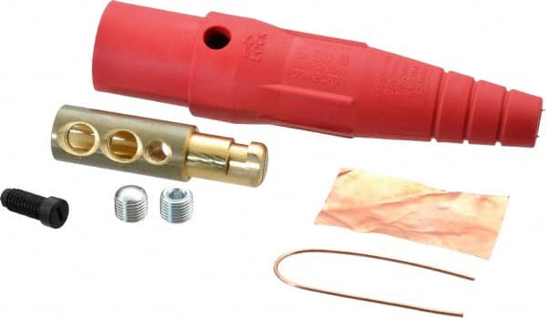 Leviton - 3R NEMA Rated, 600 Volt, 300 Amp, 2 to 2/0 AWG, Cam, Double Set Screw, Male Single Pole Plug and Connector - 7.01 Inch Long, Red - Exact Tooling