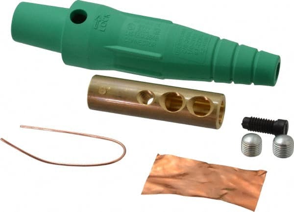 Leviton - 3R NEMA Rated, 600 Volt, 300 Amp, 2 to 2/0 AWG, Cam, Double Set Screw, Female Single Pole Plug and Connector - 6.85 Inch Long, Green - Exact Tooling