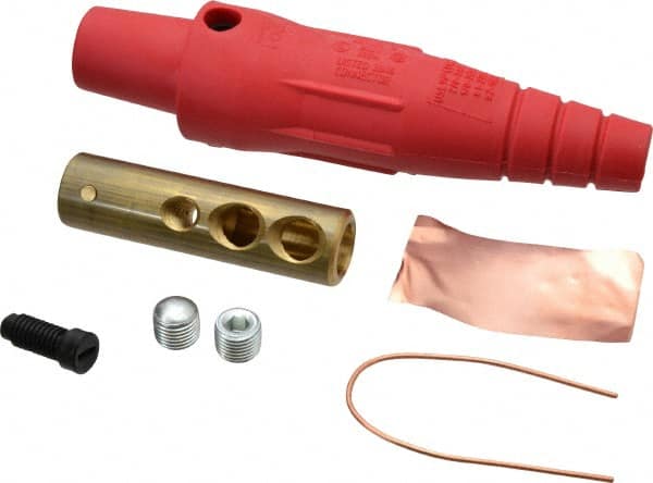 Leviton - 3R NEMA Rated, 600 Volt, 300 Amp, 2 to 2/0 AWG, Cam, Double Set Screw, Female Single Pole Plug and Connector - 6.85 Inch Long, Red - Exact Tooling