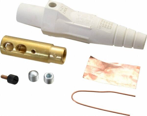 Leviton - 3R NEMA Rated, 600 Volt, 400 Amp, 1/0 to 4/0 AWG, Cam, Double Set Screw, Female Single Pole Plug and Connector - 6.85 Inch Long, White - Exact Tooling