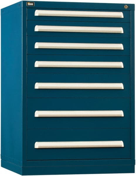 Vidmar - 7 Drawer, Modular Storage Cabinet - Steel, 30" Wide x 27-3/4" Deep x 44" High, Dark Blue - Exact Tooling