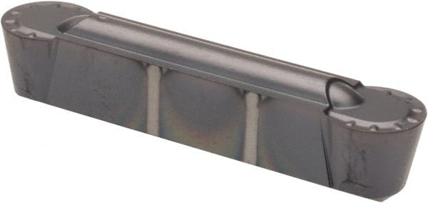 Kennametal - 250R GMN Grade KC5010, 6.35mm Cutting Width Carbide Grooving Insert - 5.2mm Max Depth of Cut, Neutral, 1/8" Corner Radius, TiAlN Finish - Exact Tooling