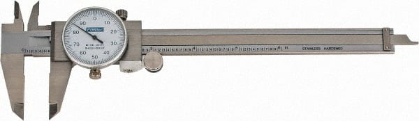 Fowler - 0" to 6" Range, 0.001" Graduation, 0.1" per Revolution, Dial Caliper - White Face, 1.6" Jaw Length, Accurate to 0.0010" - Exact Tooling