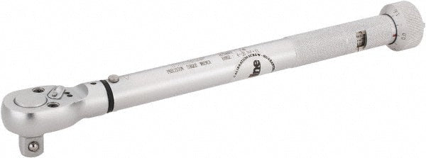Value Collection - 3/8" Drive Micrometer Type Ratchet Head Torque Wrench - 4 Ft/Lb to 20 Ft/Lb Torque, 10" OAL, 0.2 Ft/Lb Graduation - Exact Tooling