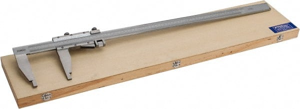 Fowler - 0 to 24" Stainless Steel Vernier Caliper - 0.02mm Graduation, 4" Jaw Depth, 0.003" Accuracy, Includes Inside Diameter, Outside Diameter - Exact Tooling