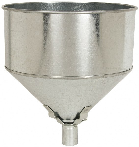 Plews - 8 Qt Capacity Steel Funnel - 9-1/2" Mouth OD, 1" Tip OD, Straight Spout - Exact Tooling