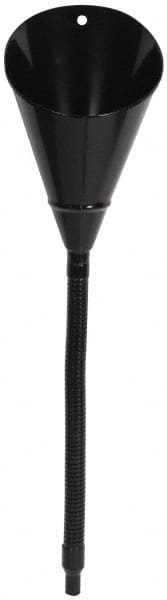 Value Collection - 2 Qt Capacity Steel Funnel - 1/2" Tip OD, 17" Flexible Spout, Black - Exact Tooling