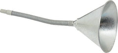 Value Collection - 1 Qt Capacity Steel Funnel - 6" Mouth OD, 9/16" Tip OD, 12" Flexible Spout - Exact Tooling