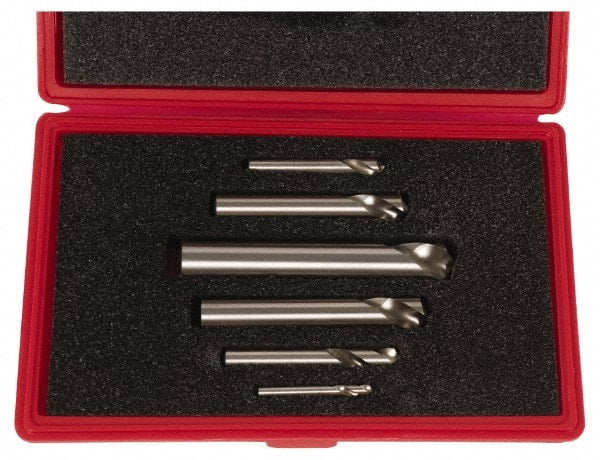 Cleveland - 1/4 to 1 Inch Body Diameter, 90° Point Angle, Spotting Drill Set - Bright Finish, High Speed Steel, Includes Six Spotting Drills - Exact Tooling