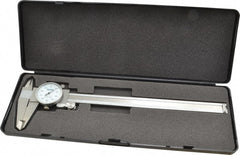 Fowler - 0" to 8" Range, 0.001" Graduation, 0.1" per Revolution, Dial Caliper - White Face, 2" Jaw Length - Exact Tooling