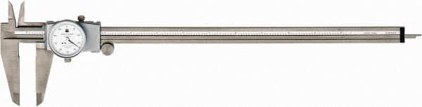 TESA Brown & Sharpe - 0" to 12" Range, 0.001" Graduation, 0.1" per Revolution, Dial Caliper - White Face, 2.5" Jaw Length - Exact Tooling