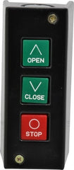 Value Collection - 3 Operator, Pushbutton Control Station - Open-Close-Stop (Legend), Momentary Switch, NO/NC Contact, NEMA 1 - Exact Tooling