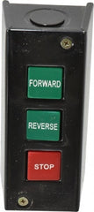 Value Collection - 3 Operator, Pushbutton Control Station - Forward-Reverse-Stop (Legend), Momentary Switch, NO/NC Contact, NEMA 1 - Exact Tooling