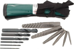 Cleveland - 12 Piece Spiral Flute Screw Extractor & Drill Set - Screw Range 3/16 to 1" - Exact Tooling