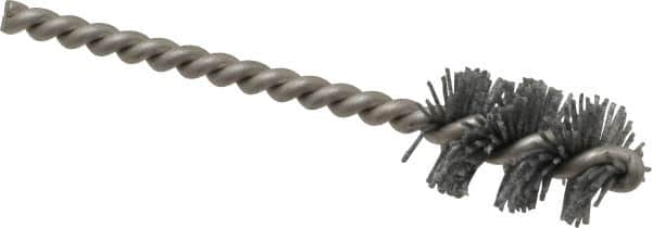 Made in USA - 5/8" Diam Helical Nylon Tube Brush - 0.022" Filament Diam, 1" Brush Length, 3-1/2" OAL, 0.162" Diam Stainless Steel Shank - Exact Tooling