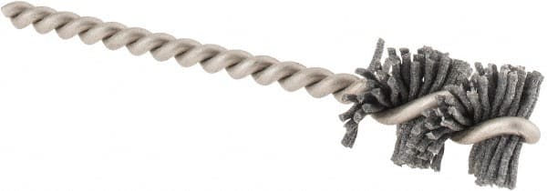 Made in USA - 5/8" Diam Helical Nylon Tube Brush - 0.04" Filament Diam, 1" Brush Length, 3-1/2" OAL, 0.162" Diam Stainless Steel Shank - Exact Tooling