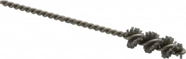 Made in USA - 3/4" Diam Helical Nylon Tube Brush - 0.022" Filament Diam, 1" Brush Length, 3-1/2" OAL, 0.162" Diam Stainless Steel Shank - Exact Tooling