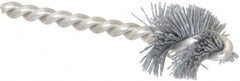 Made in USA - 1" Diam Helical Nylon Tube Brush - 0.022" Filament Diam, 1" Brush Length, 3-1/2" OAL, 1/4" Diam Stainless Steel Shank - Exact Tooling