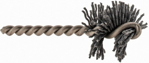 Made in USA - 1-1/4" Diam Helical Nylon Tube Brush - 0.04" Filament Diam, 1" Brush Length, 3-1/2" OAL, 1/4" Diam Stainless Steel Shank - Exact Tooling