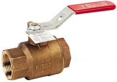 NIBCO - 1" Pipe, Full Port, Bronze Standard Ball Valve - 2 Piece, Inline - One Way Flow, FNPT x FNPT Ends, Locking Lever Handle, 600 WOG, 150 WSP - Exact Tooling